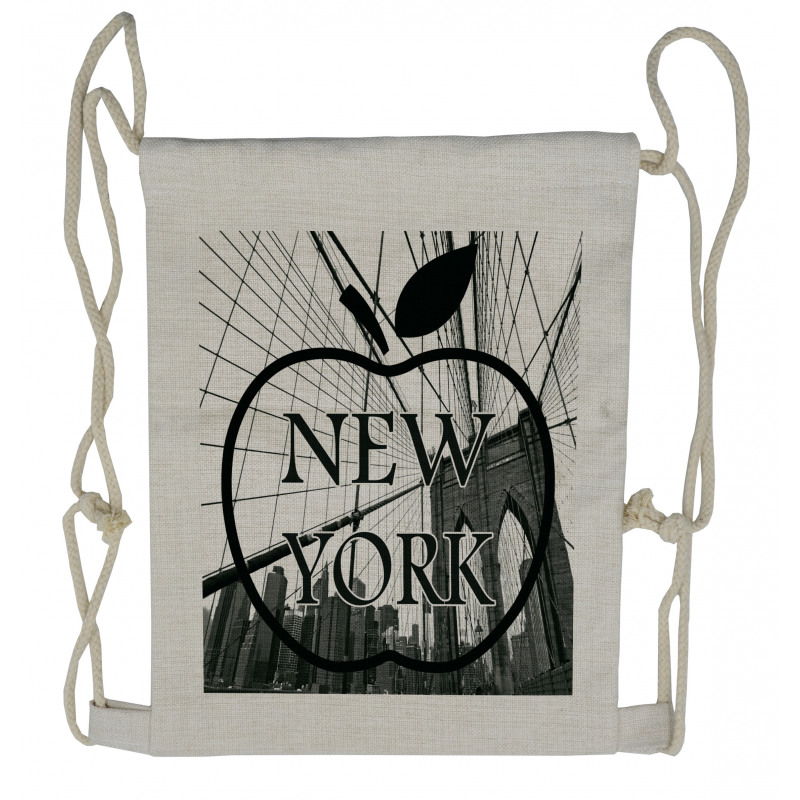 Cityscape Big Apple Motif Drawstring Backpack