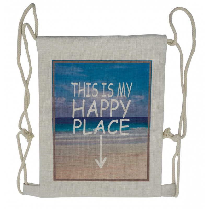 This is My Happy Place Drawstring Backpack