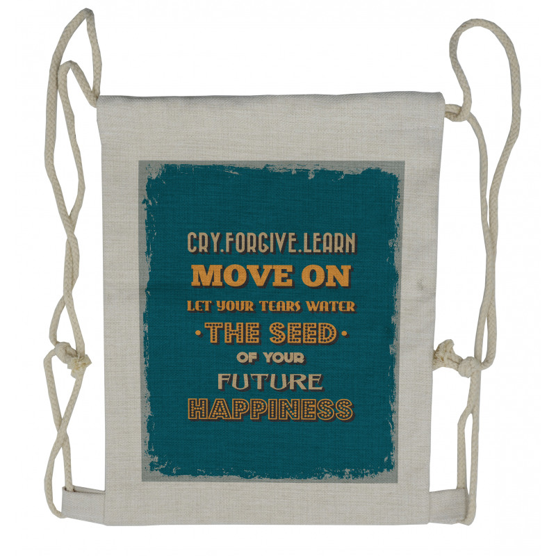 Happiness Phrases Drawstring Backpack