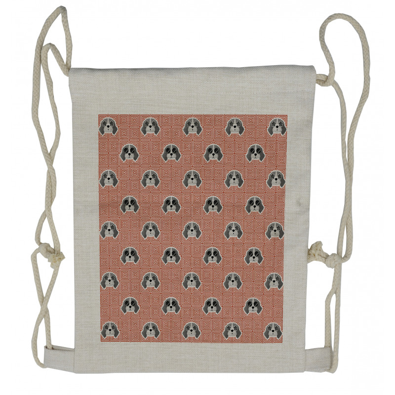 Beagle Puppy Squares Drawstring Backpack
