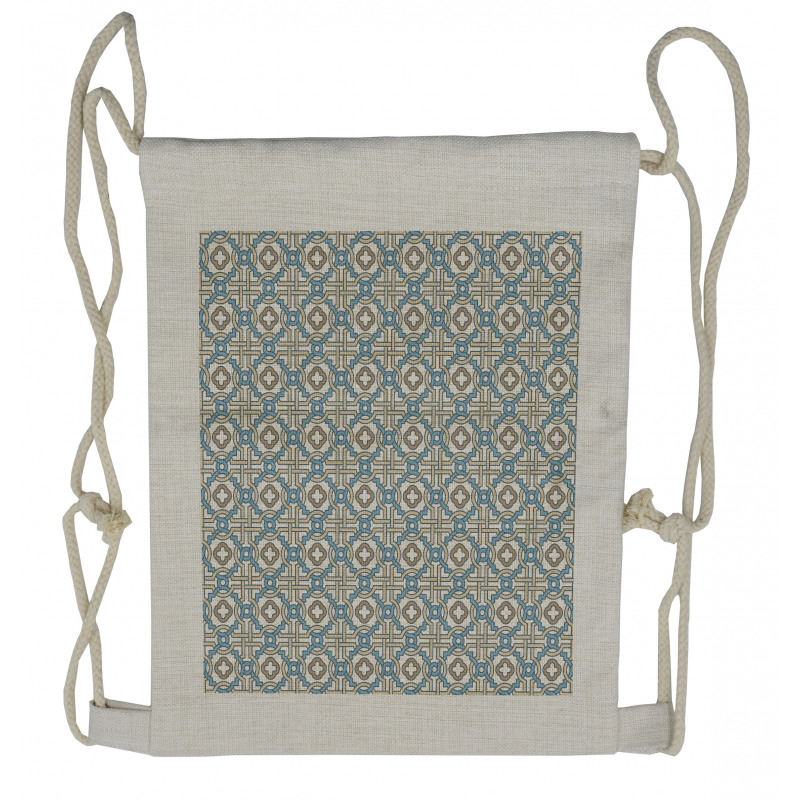 Circular Star Tile Motif Drawstring Backpack