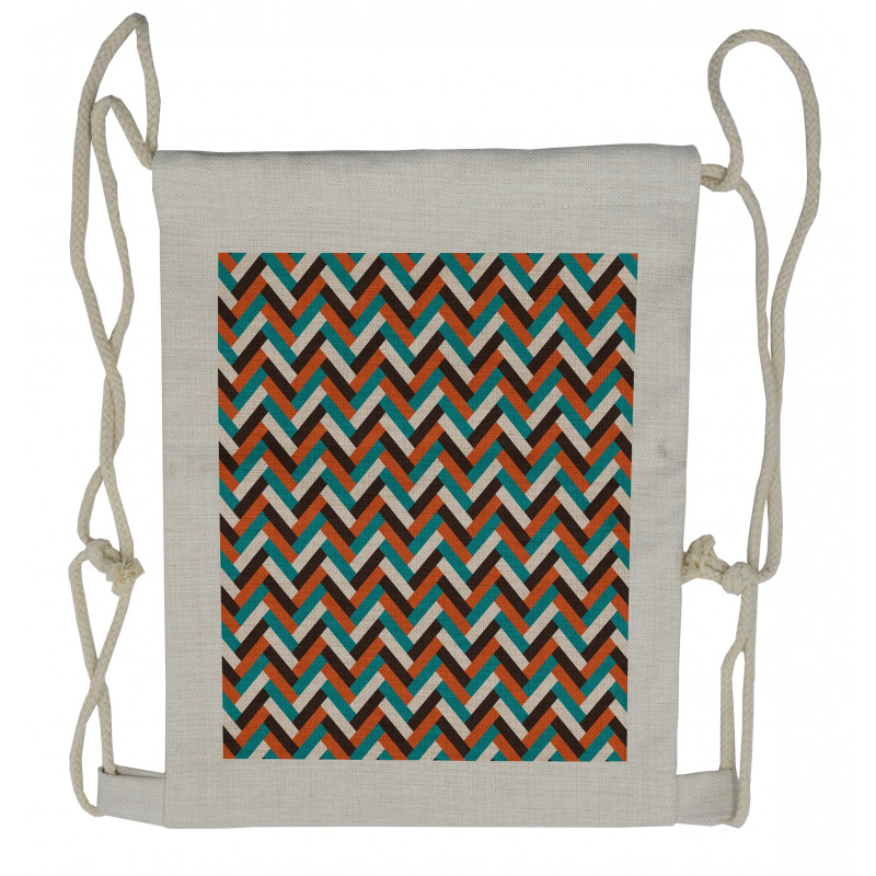 Retro Herringbone Drawstring Backpack