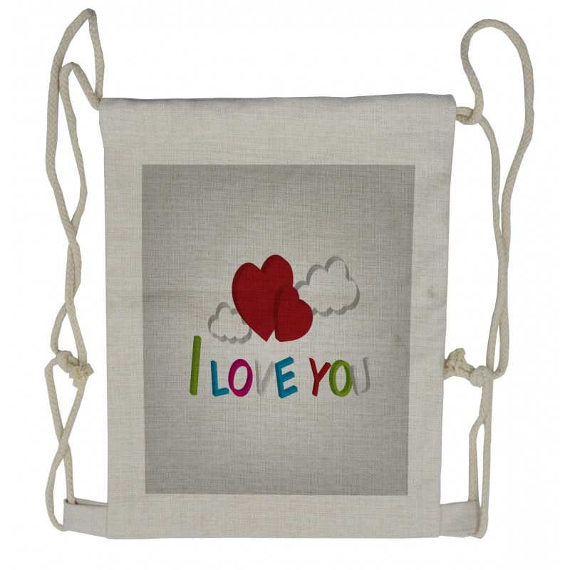 Letters Clouds Heart Drawstring Backpack