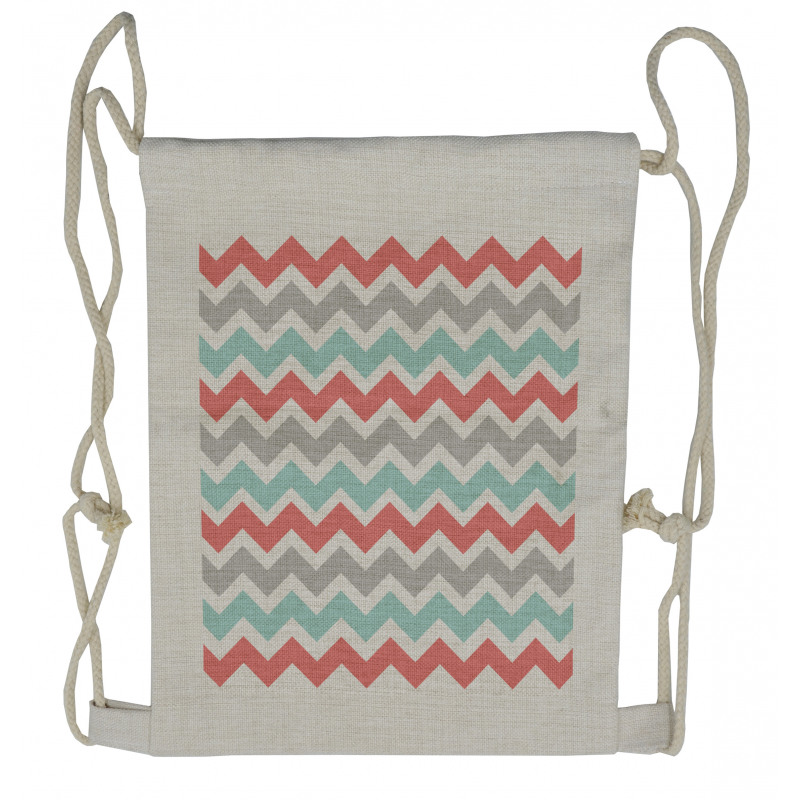 Cute Artful Pastel Zigzags Drawstring Backpack