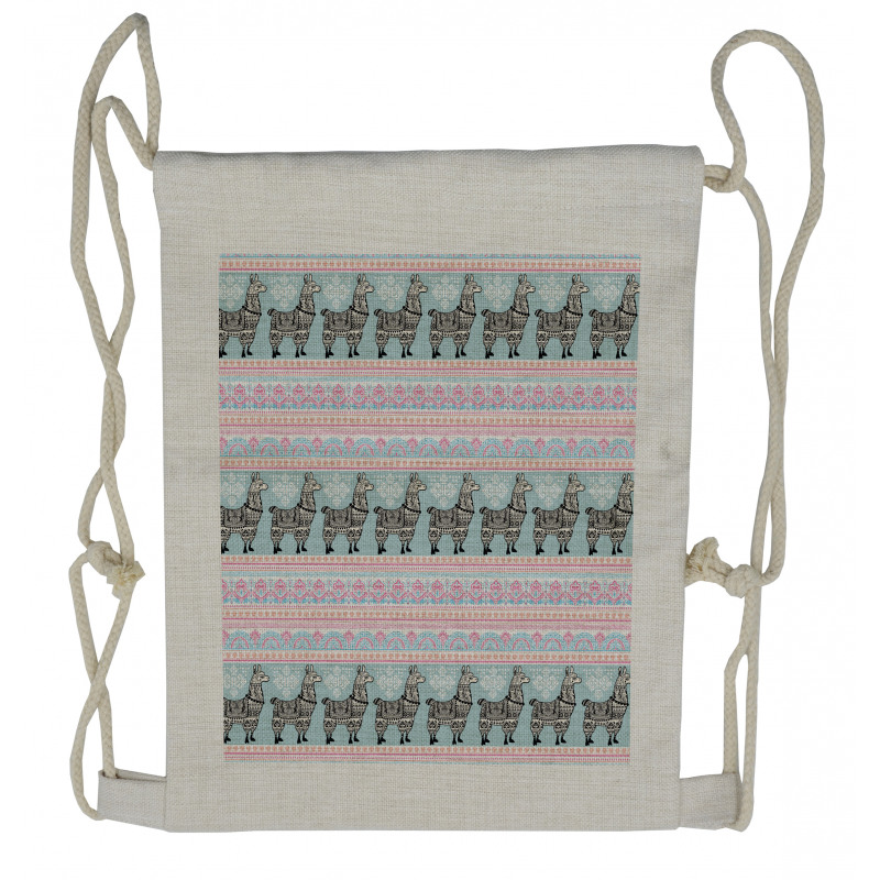 Patterned Alpaca Drawstring Backpack