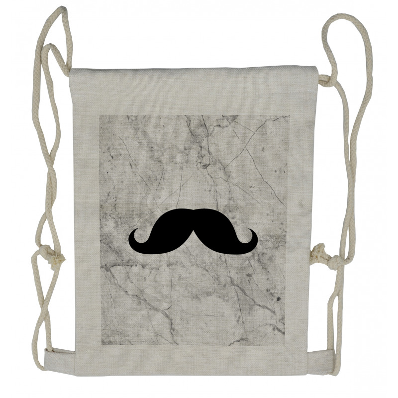 Mustache Motif Retro Drawstring Backpack