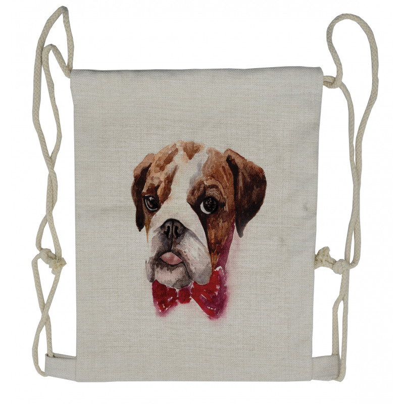 Watercolor Dog Drawstring Backpack