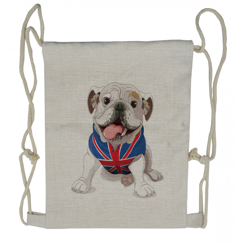 Puppy with Flag Drawstring Backpack