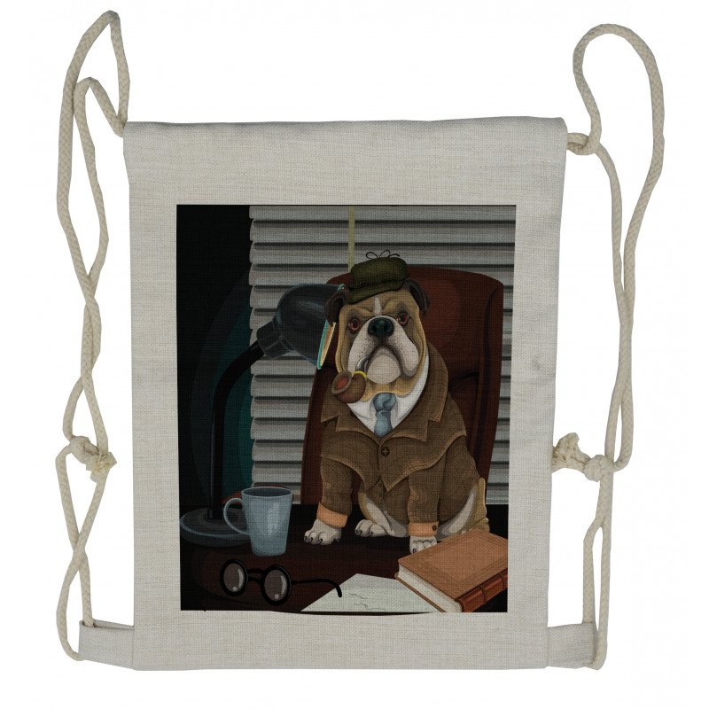 Detective Dog Drawstring Backpack