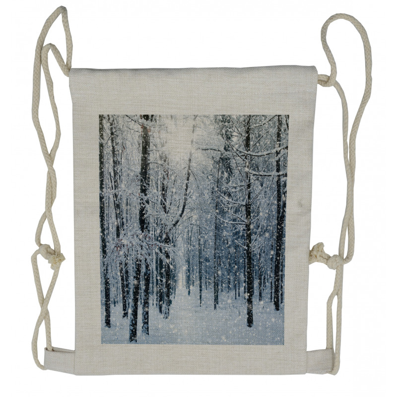 Snow Covered Forest Drawstring Backpack