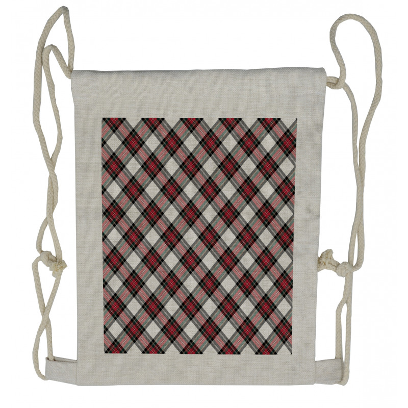 Plaid Motif Rhombuses Drawstring Backpack