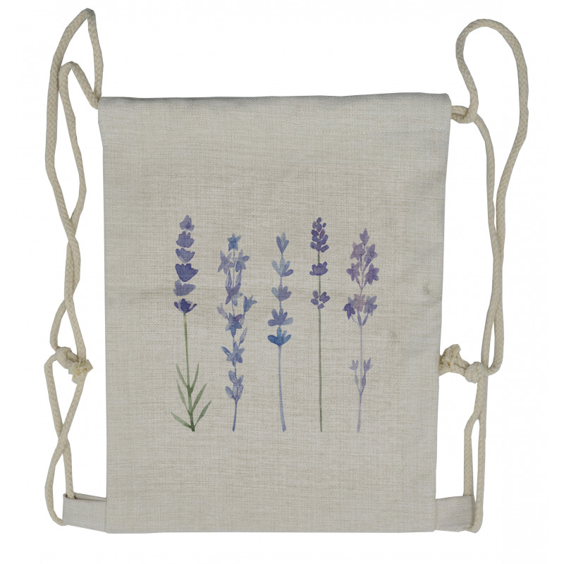 Watercolor Rural Herbs Drawstring Backpack