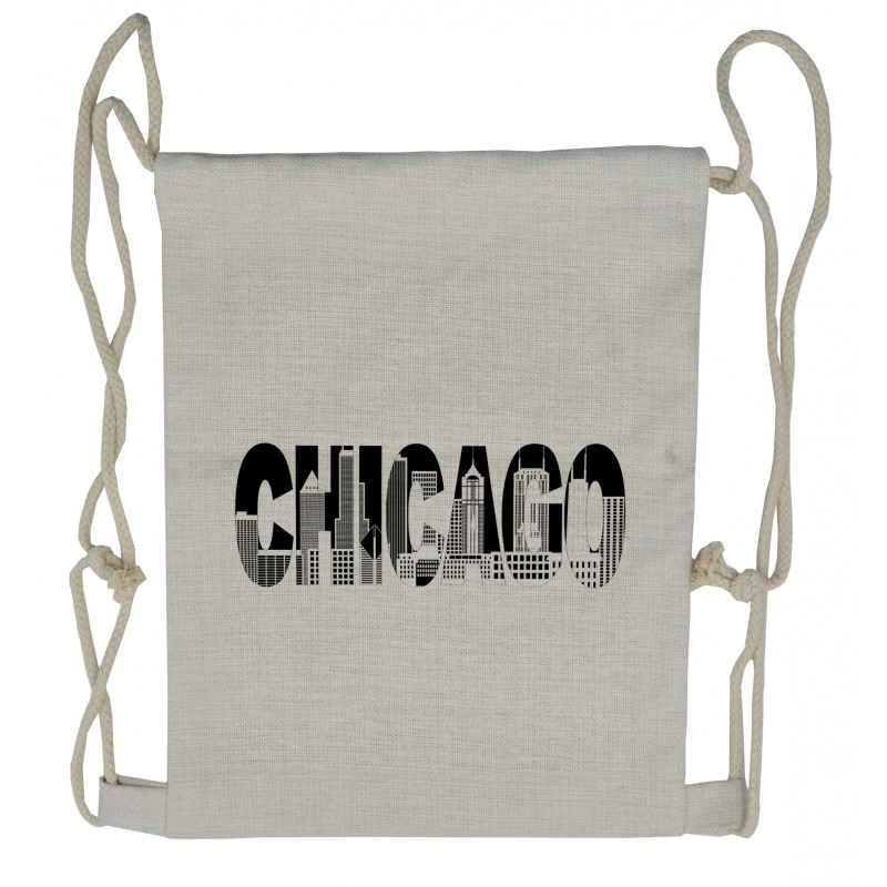 City in Letters Drawstring Backpack