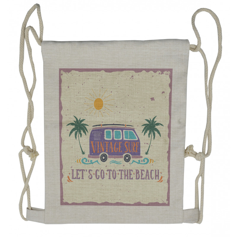 Grunge Beach Words Drawstring Backpack