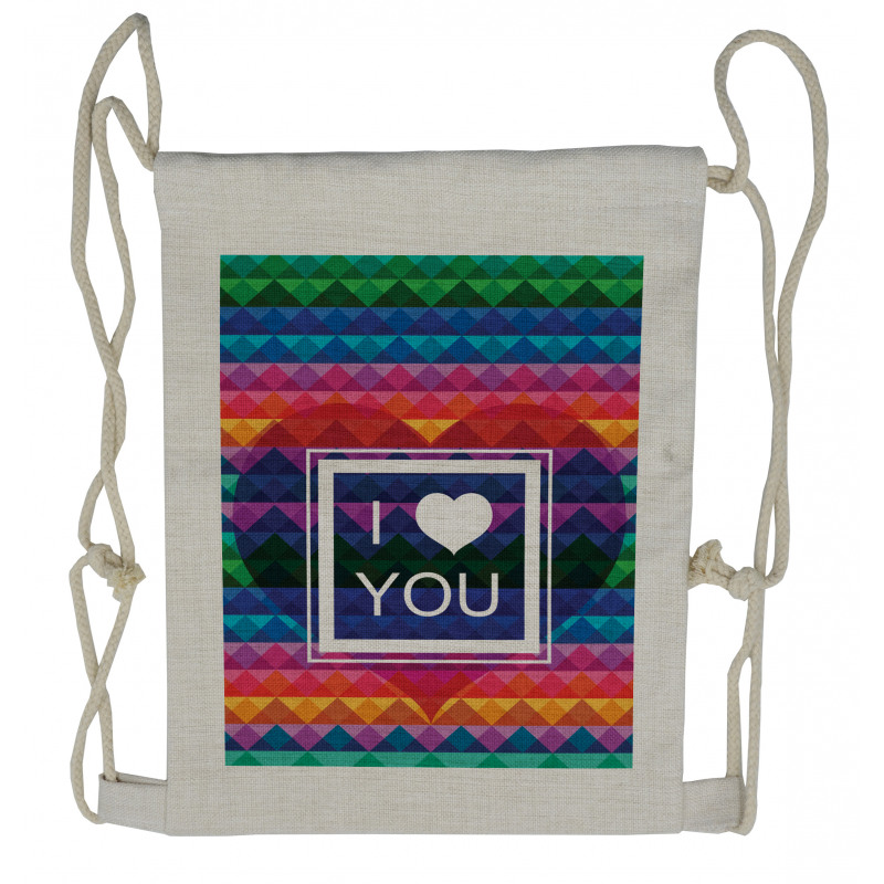 I Love You Frame Heart Drawstring Backpack