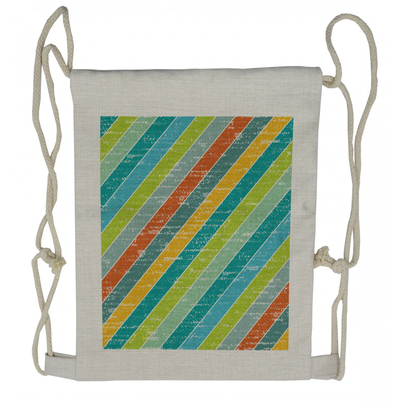 Diagonal Strips Drawstring Backpack
