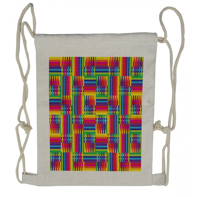 Striped Mosaic Drawstring Backpack