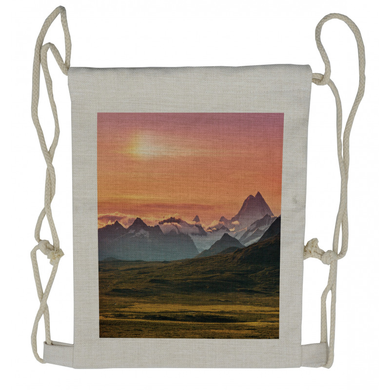 Mountains and Sunset Drawstring Backpack