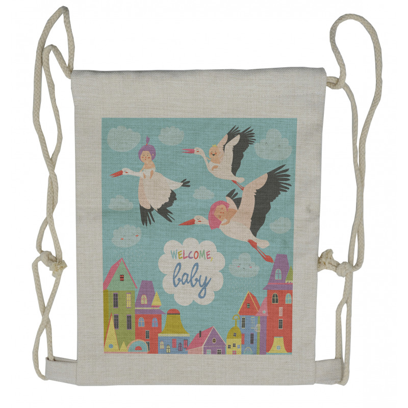 Cartoon Storks Drawstring Backpack