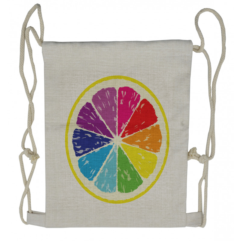 Rainbow Citrus Slice Drawstring Backpack