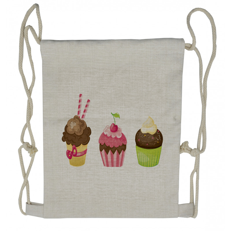 Puffy Party Cupcakes Drawstring Backpack