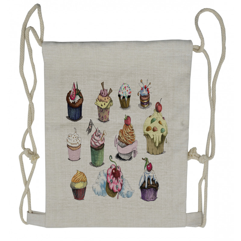 Yummy Cupcake Medley Drawstring Backpack