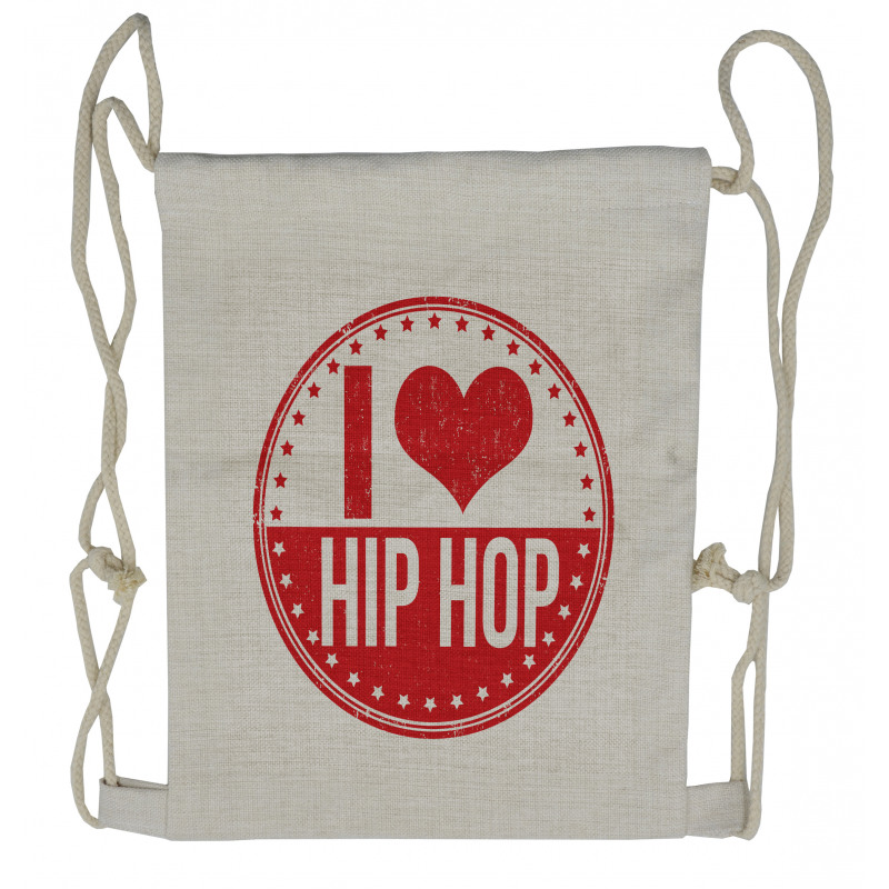I Love Hip Hop Phrase Drawstring Backpack