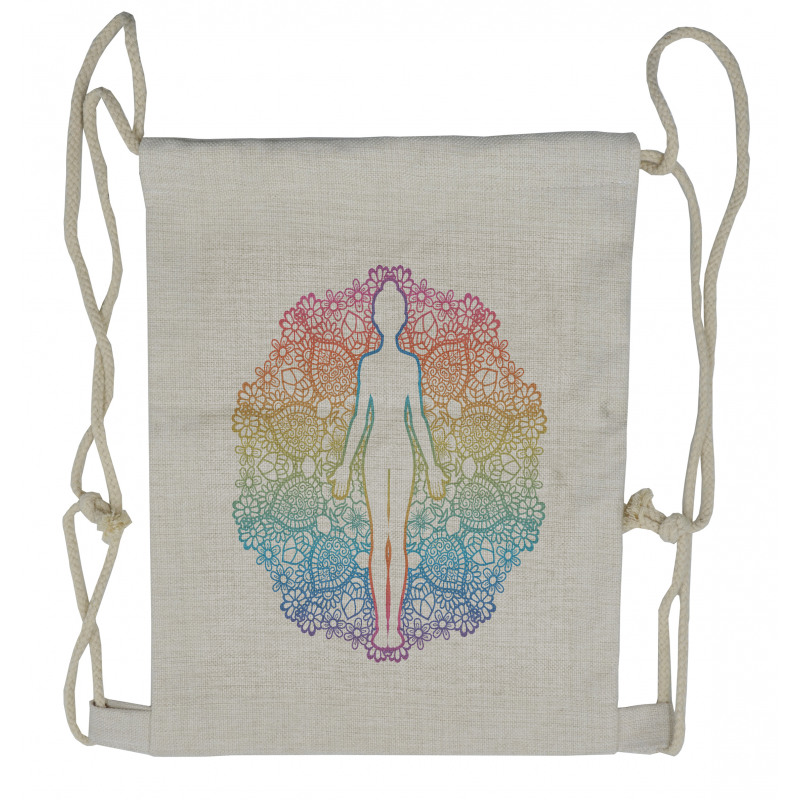 Yoga Outline Drawstring Backpack