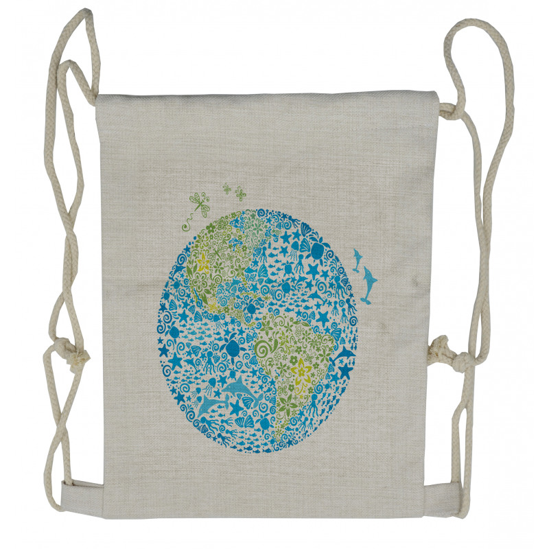 Planet Ecology Theme Drawstring Backpack