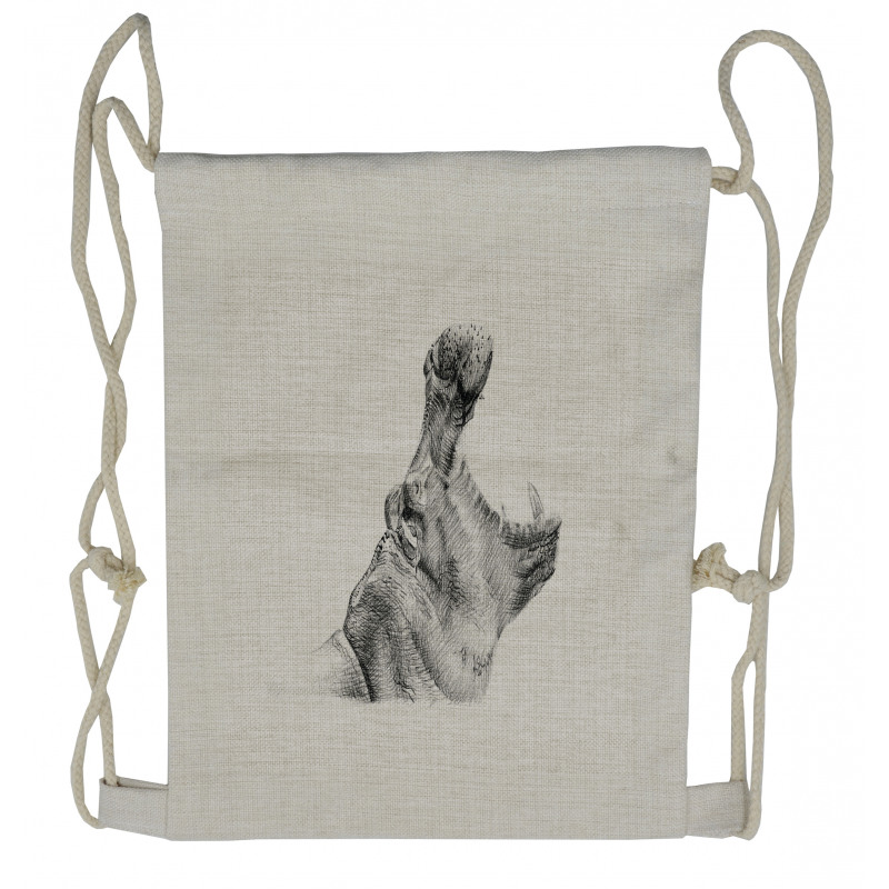 Yawning Hippo Sketch Drawstring Backpack