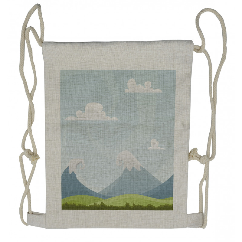 Cartoon Mountains Idyllic Drawstring Backpack