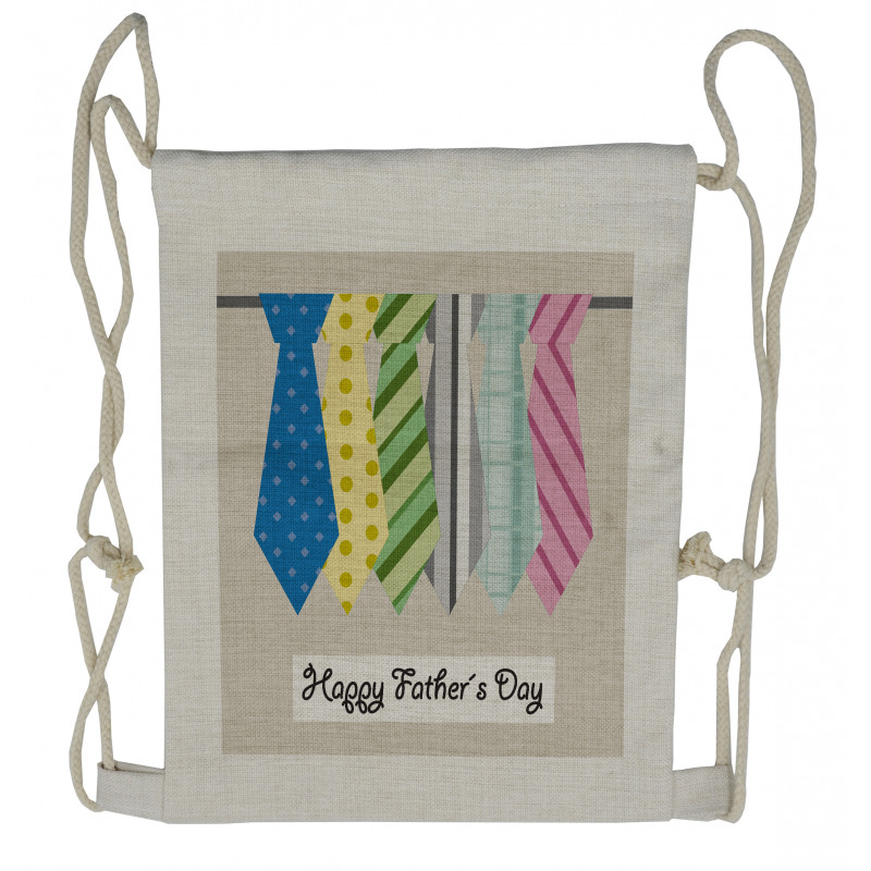 Colorful Dad Ties Theme Drawstring Backpack