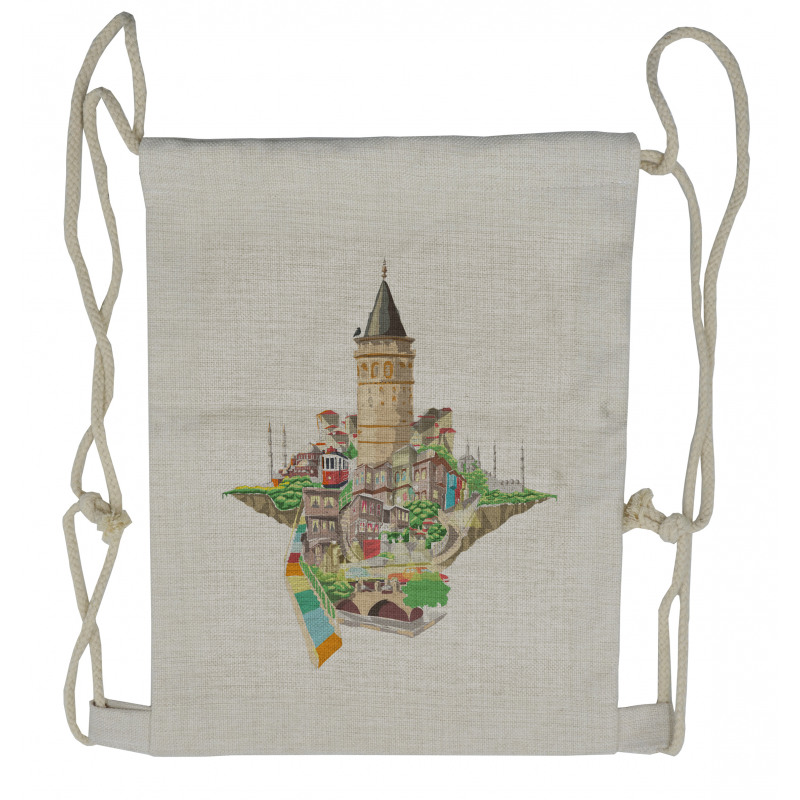 Historic Galata Tower Drawstring Backpack