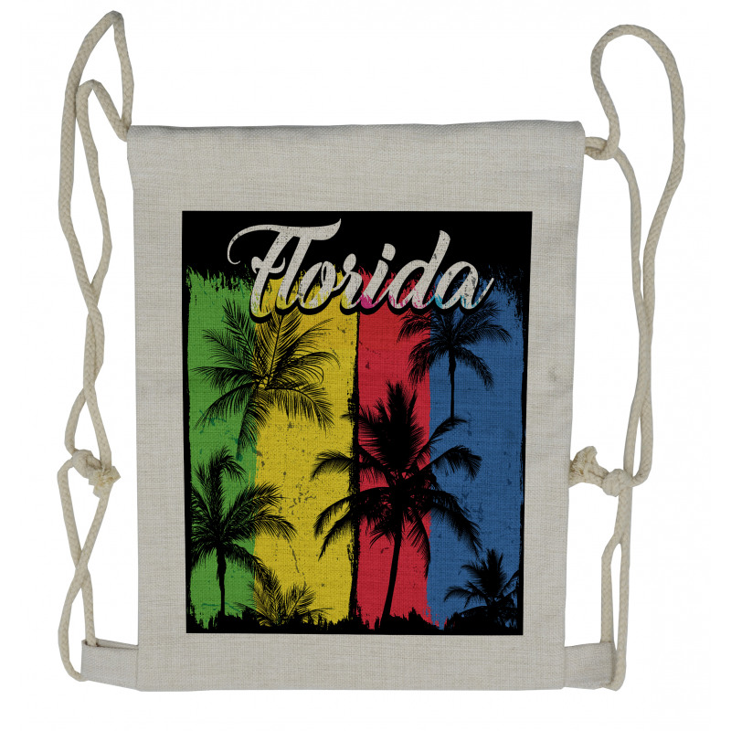 Grunge Palms Colorful Drawstring Backpack