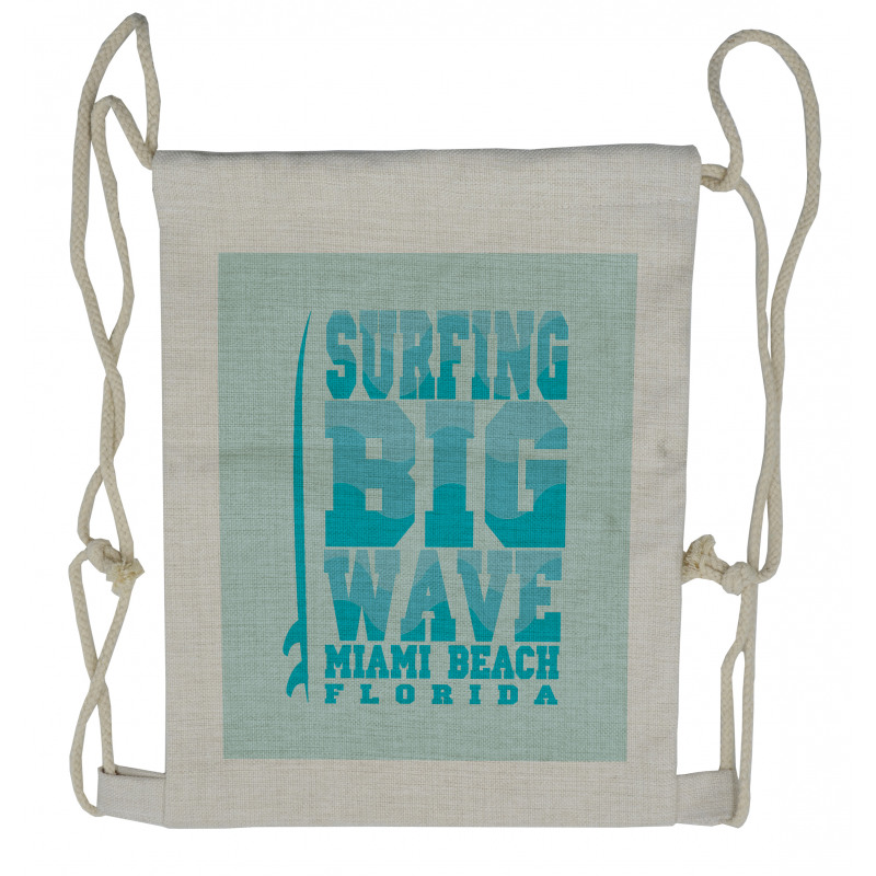 Surfing Big Wave Miami Drawstring Backpack