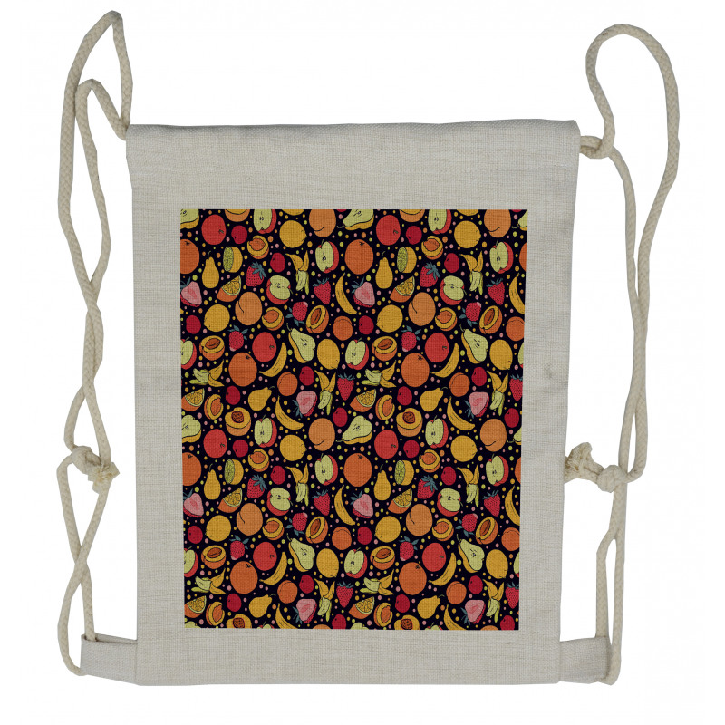 Colorful Fruits and Dots Drawstring Backpack