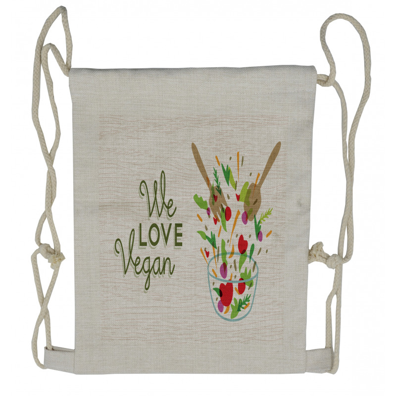 We Love Vegan Food Salad Drawstring Backpack