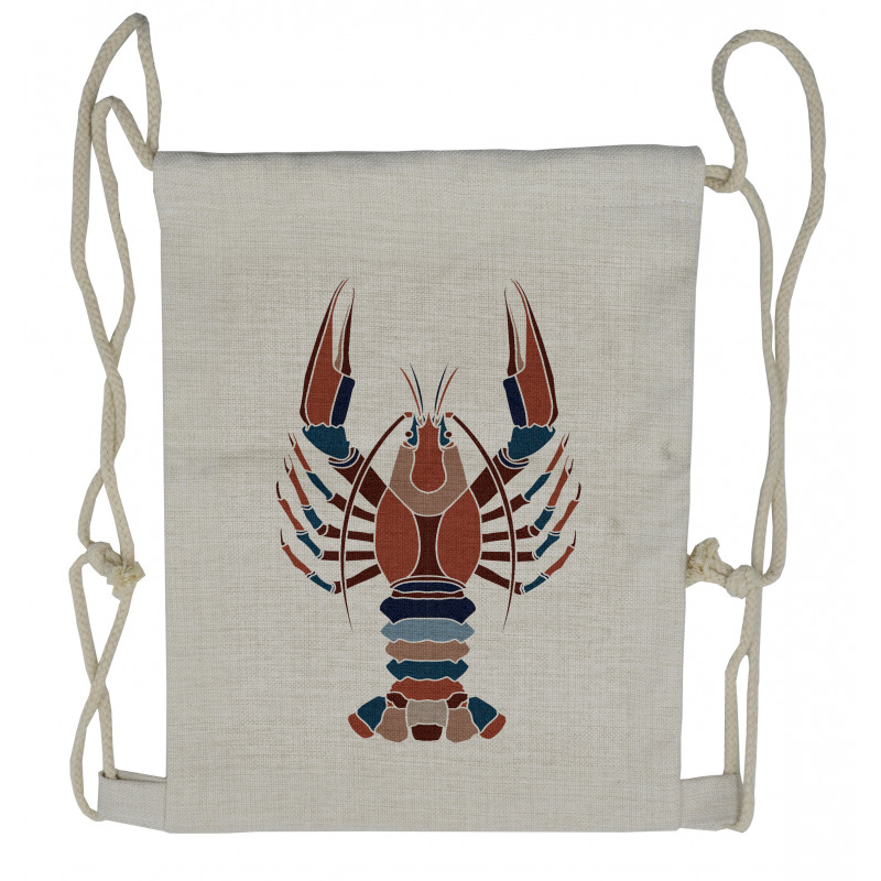 Abstract Crayfish Print Drawstring Backpack