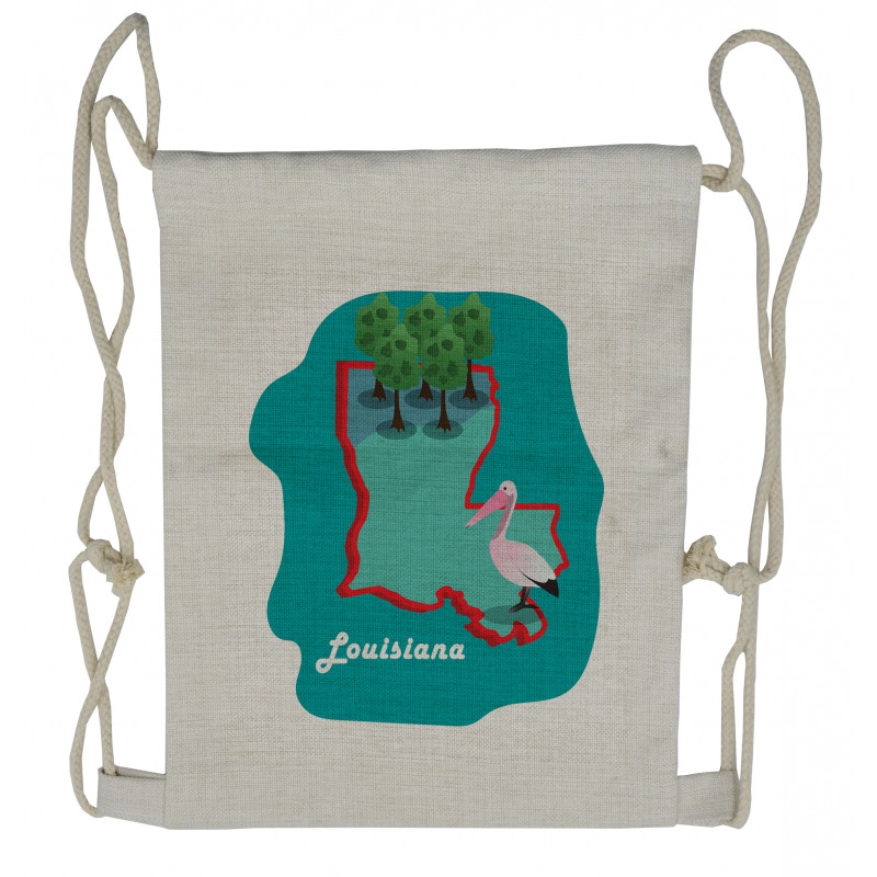 State Map with Bird Drawstring Backpack