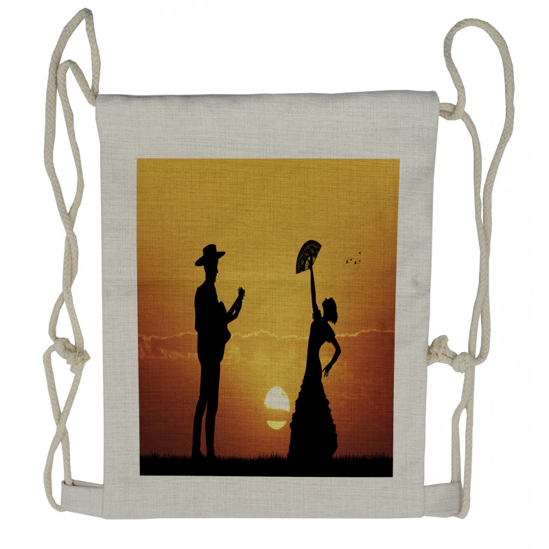 Flamenco Dancer Guitar Drawstring Backpack