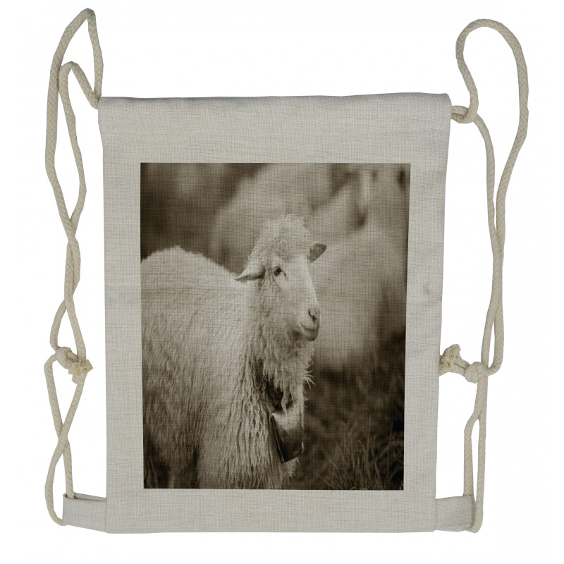 Fluffy Wooly Sheep Herd Drawstring Backpack