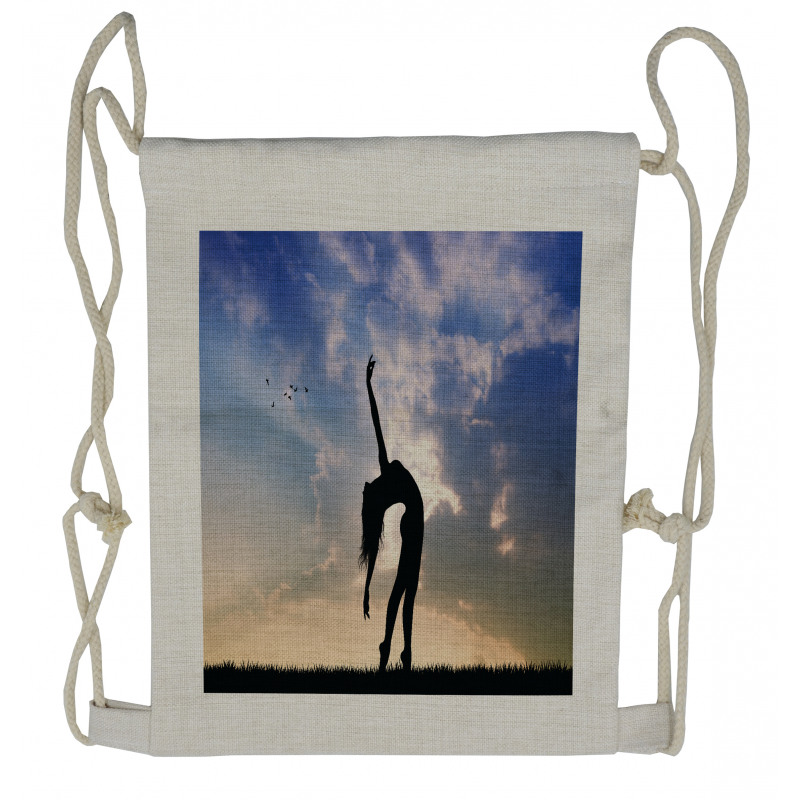 Silhouette Dancing Nature Drawstring Backpack