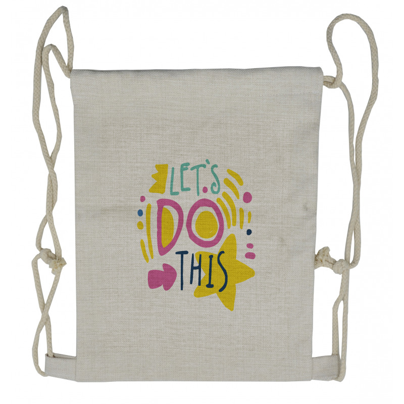 Lets Do This Words Drawstring Backpack