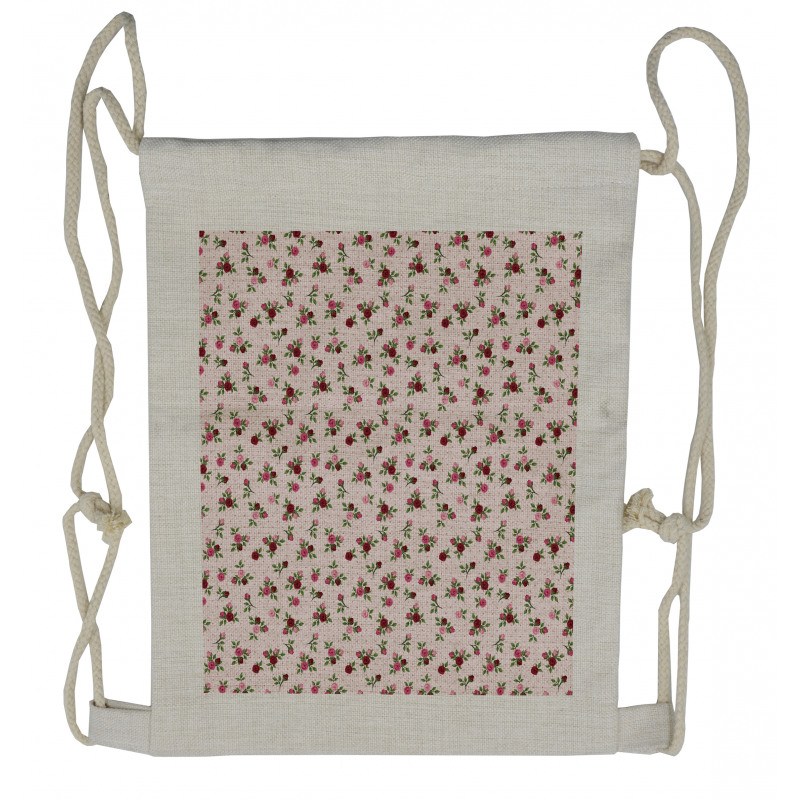 Rose Bouquet on Polka Dots Drawstring Backpack