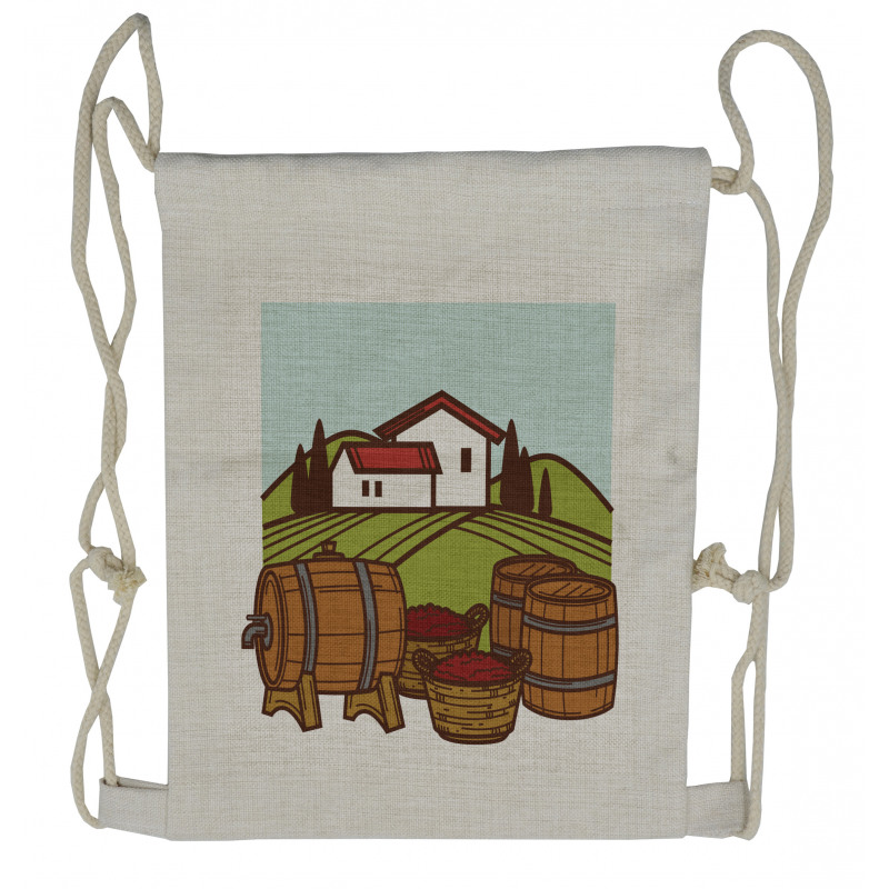 Retro Vineyard Harvest Drawstring Backpack