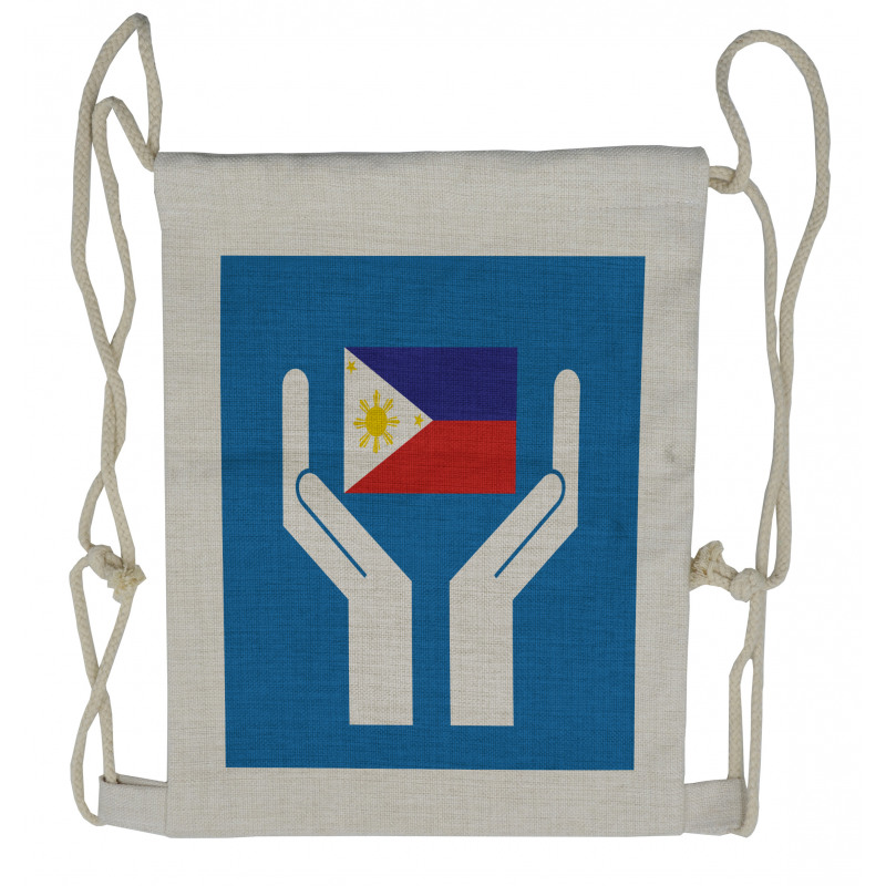 Hands Showing Flag Drawstring Backpack