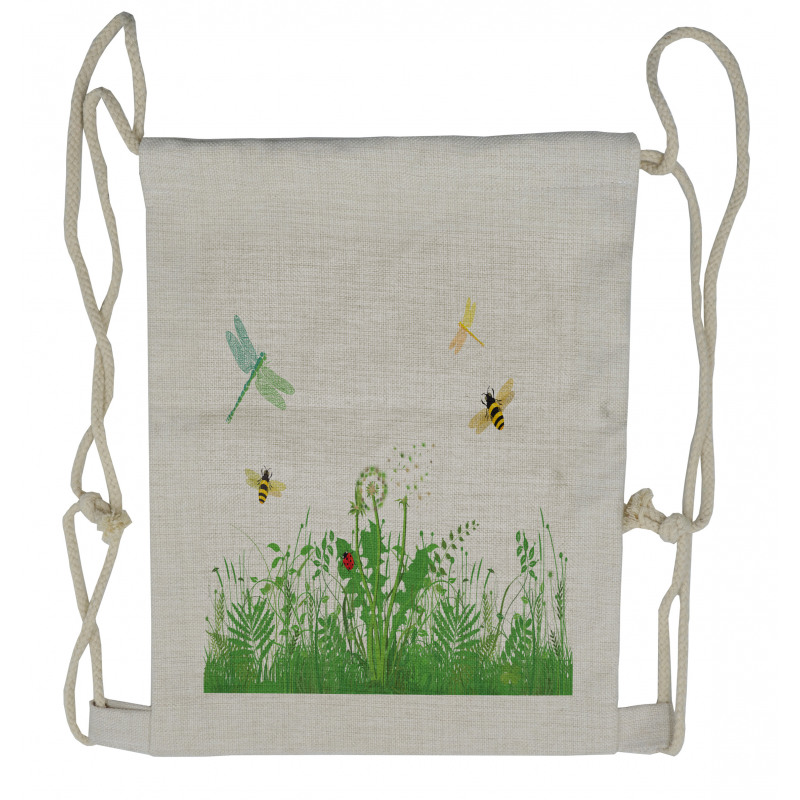 Flourishing Foliage Bees Drawstring Backpack