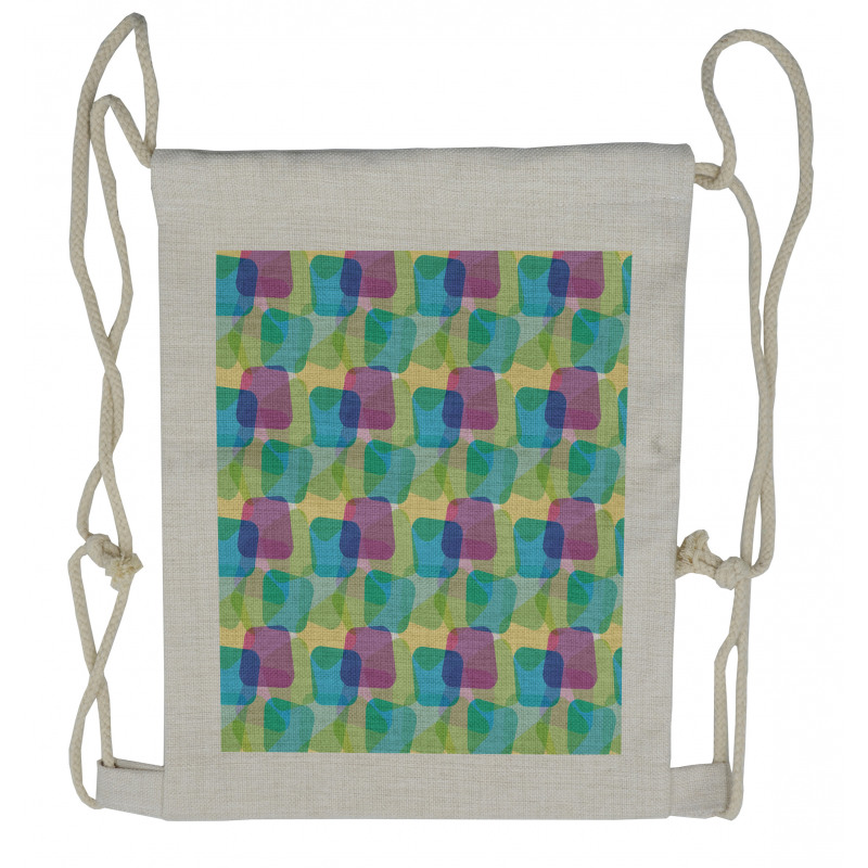 Skewed Squares Overlap Drawstring Backpack