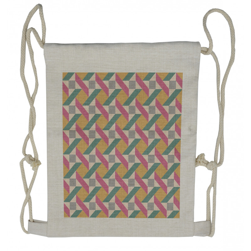 Pastel Rhombus Mosaic Drawstring Backpack