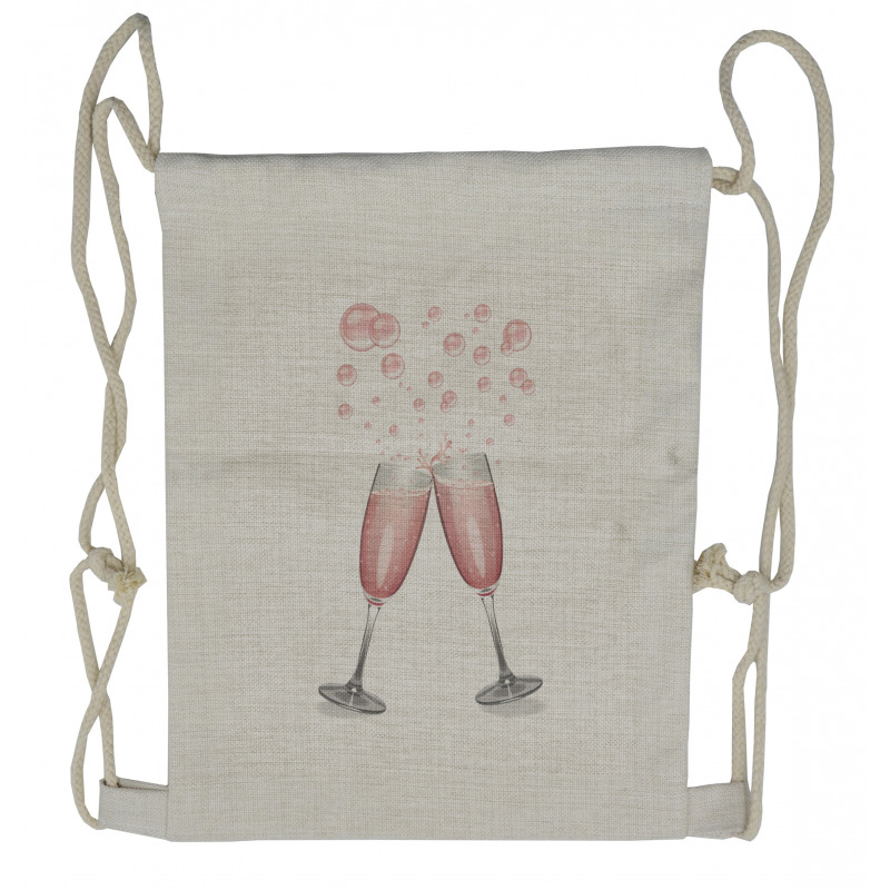 Glasses with Blush Drink Drawstring Backpack